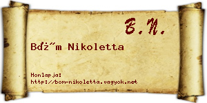 Böm Nikoletta névjegykártya