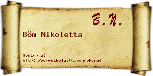Böm Nikoletta névjegykártya